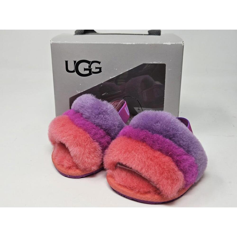 UGGS I FLUFF YEAH SLIDE PINK AND PURPLE YOUTH SIZE 0/1 11200731